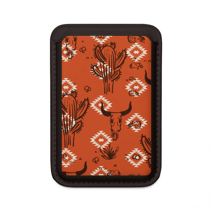 Western Cactus & Longhorn Vegan MagSafe Wallet