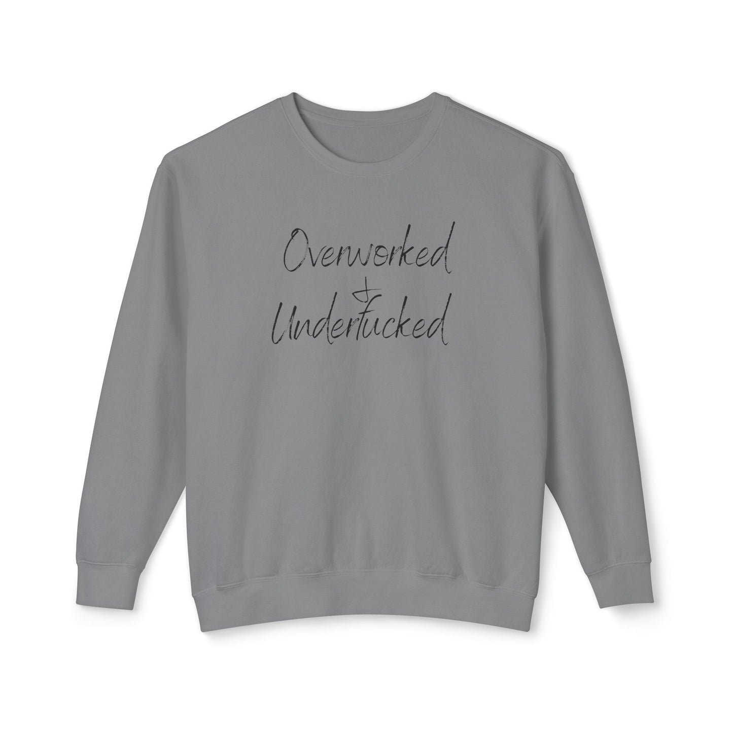 Overworked & Underducked Unisex Lightweight Crewneck Sweatshirt, Relaxed Fit, Gift for Busy Professionals, Cozy Lounge Wear, Everyday Casual