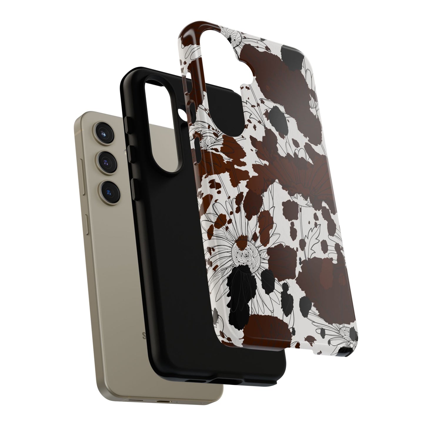 Cow Print Floral Phone Case