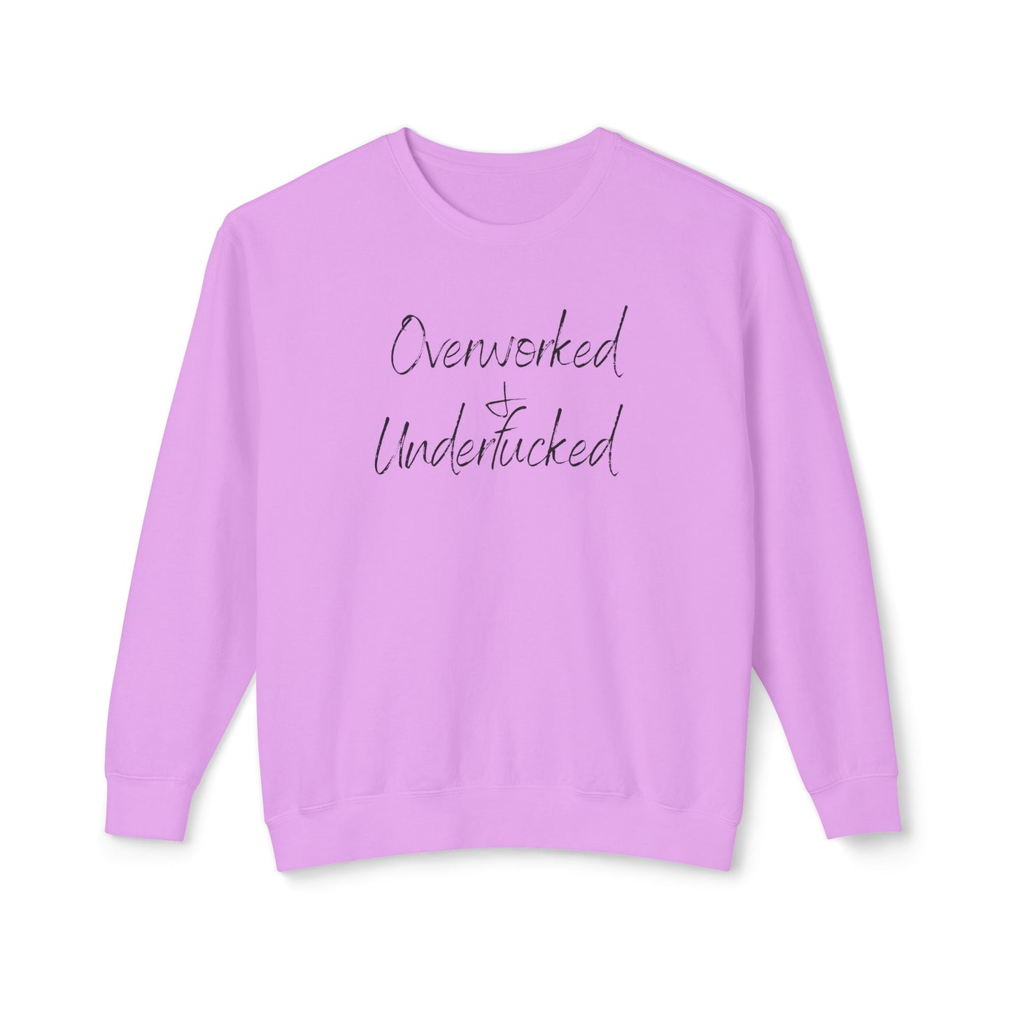 Overworked & Underducked Unisex Lightweight Crewneck Sweatshirt, Relaxed Fit, Gift for Busy Professionals, Cozy Lounge Wear, Everyday Casual