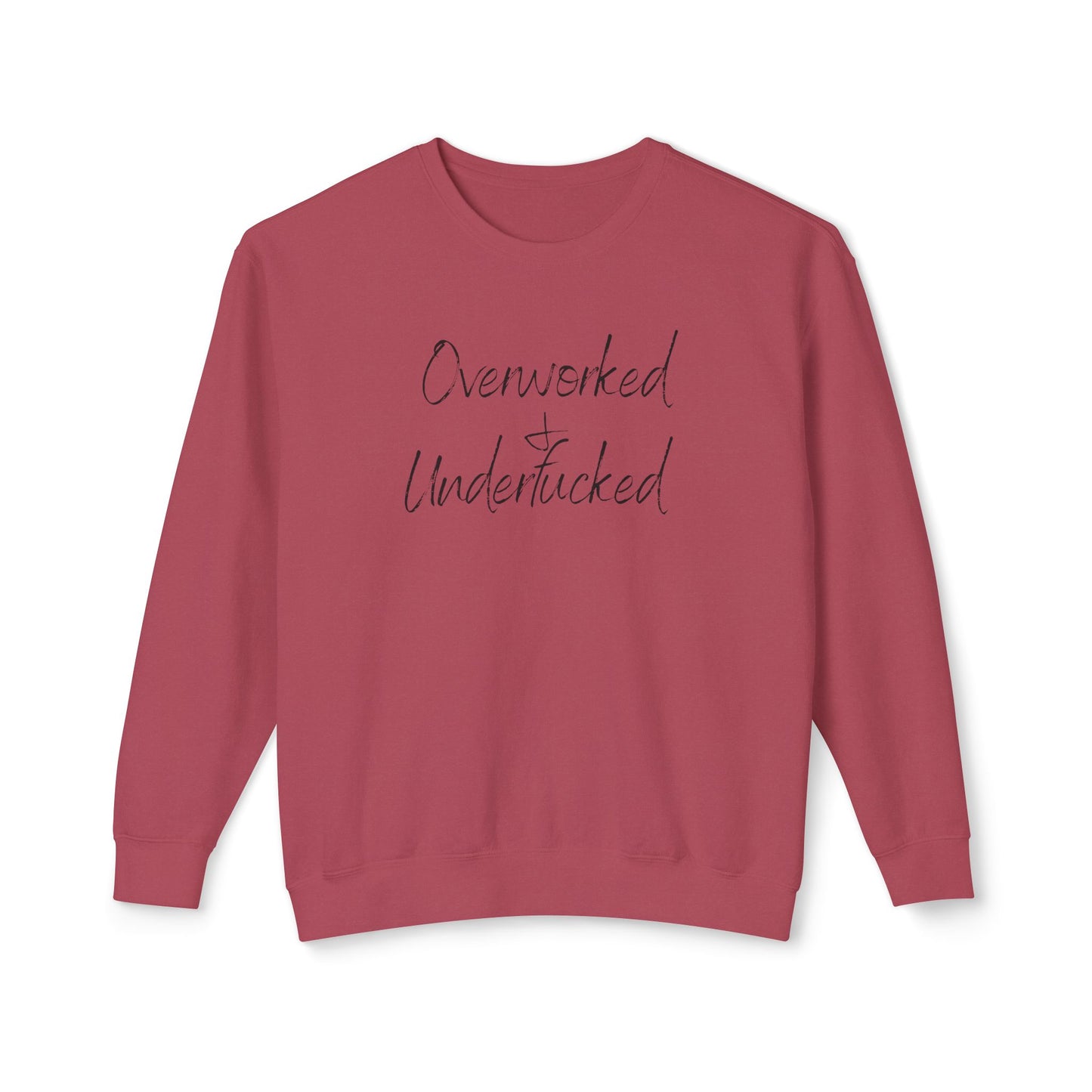 Overworked & Underducked Unisex Lightweight Crewneck Sweatshirt, Relaxed Fit, Gift for Busy Professionals, Cozy Lounge Wear, Everyday Casual