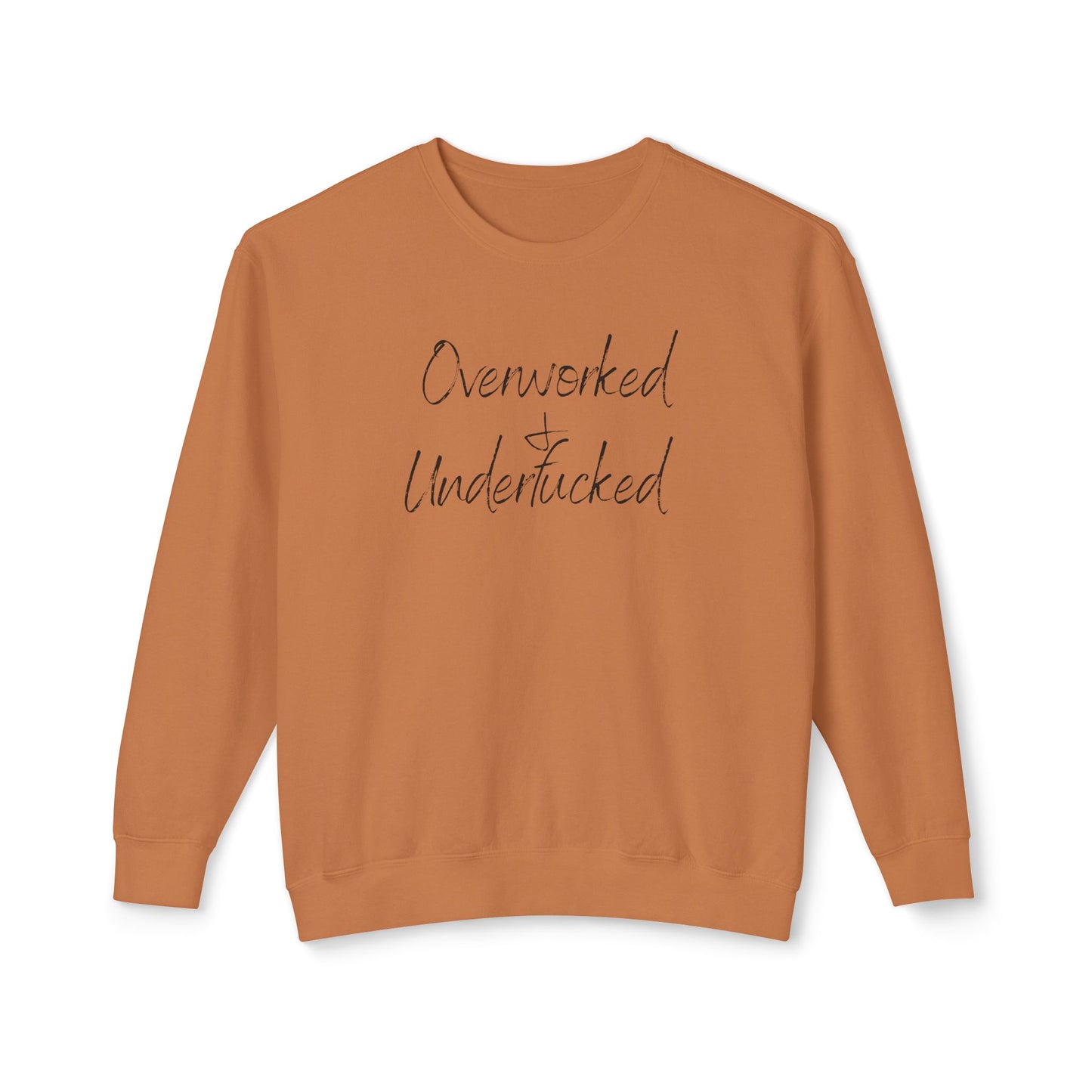 Overworked & Underducked Unisex Lightweight Crewneck Sweatshirt, Relaxed Fit, Gift for Busy Professionals, Cozy Lounge Wear, Everyday Casual