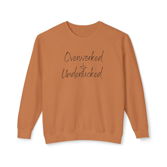 Overworked & Underducked Unisex Lightweight Crewneck Sweatshirt, Relaxed Fit, Gift for Busy Professionals, Cozy Lounge Wear, Everyday Casual
