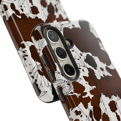 Cow Print Floral Phone Case