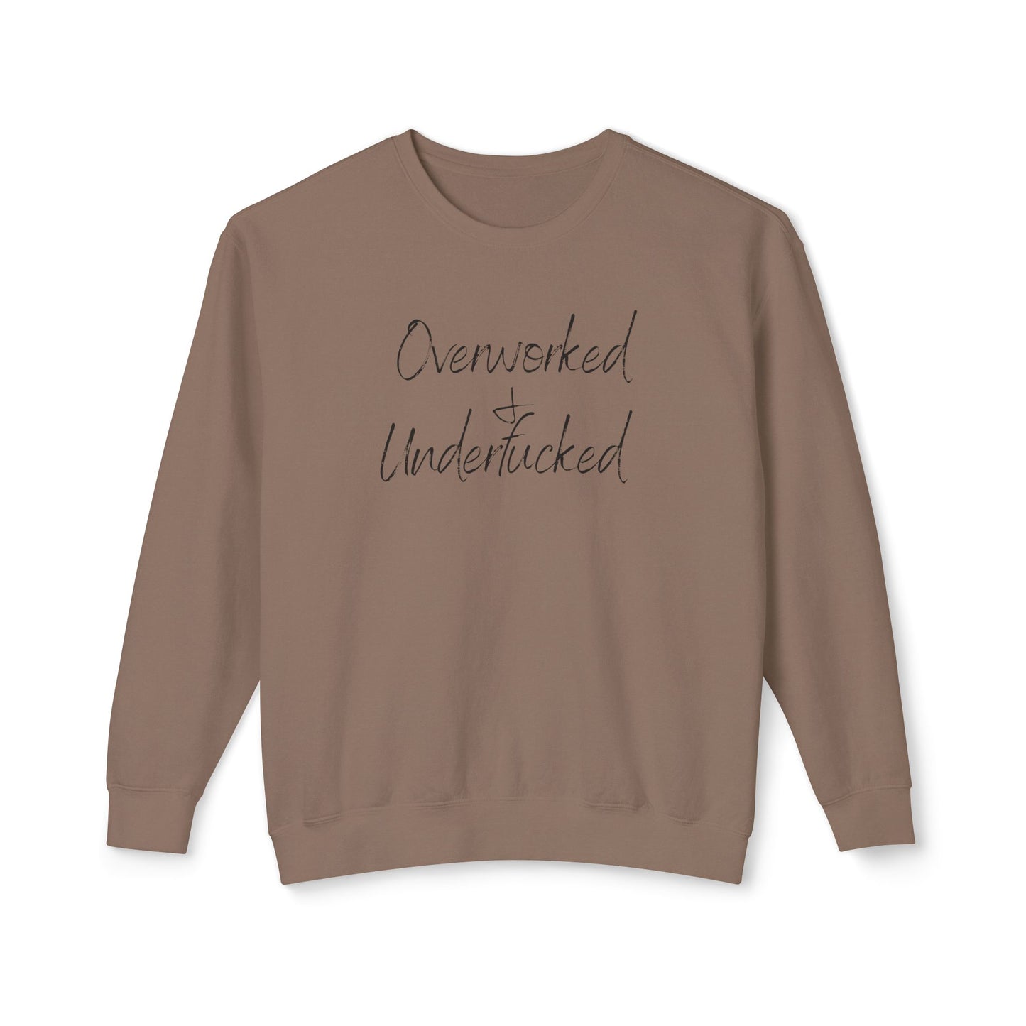 Overworked & Underducked Unisex Lightweight Crewneck Sweatshirt, Relaxed Fit, Gift for Busy Professionals, Cozy Lounge Wear, Everyday Casual