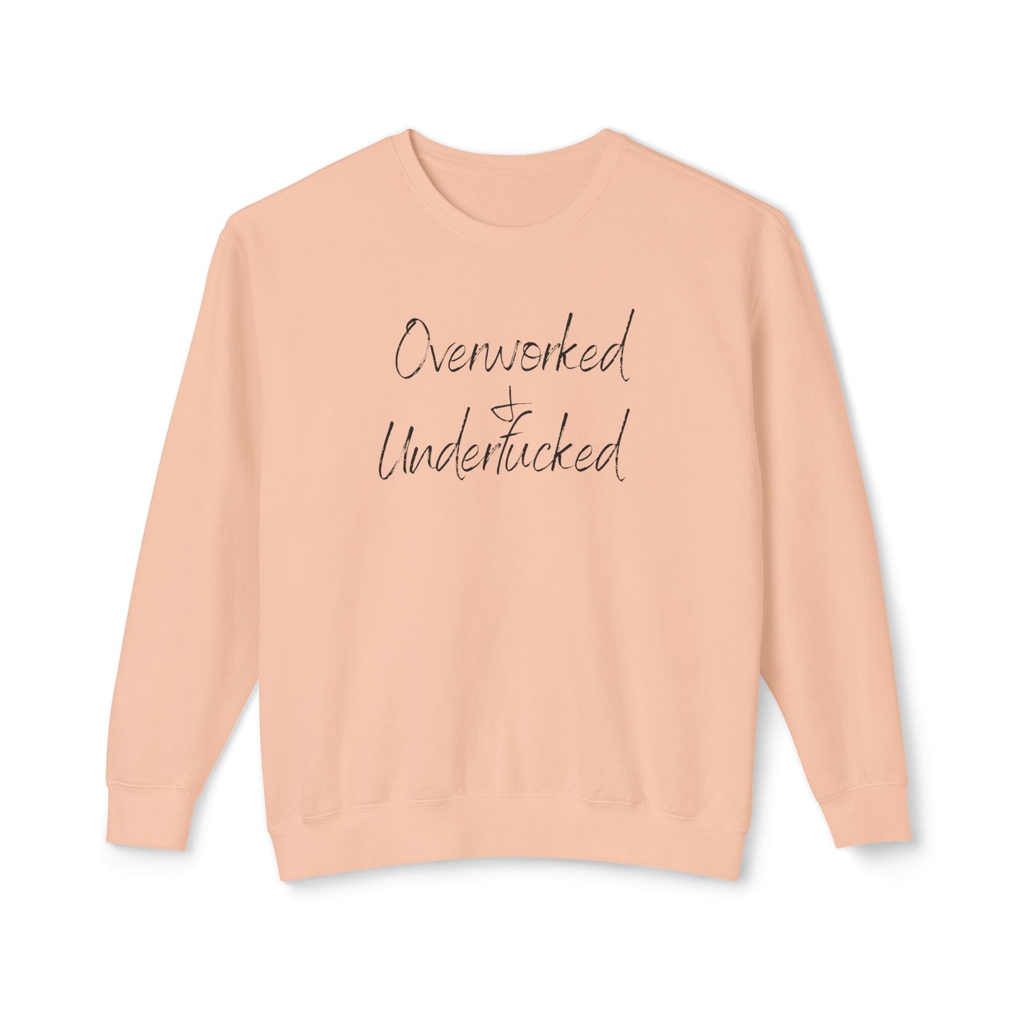 Overworked & Underducked Unisex Lightweight Crewneck Sweatshirt, Relaxed Fit, Gift for Busy Professionals, Cozy Lounge Wear, Everyday Casual