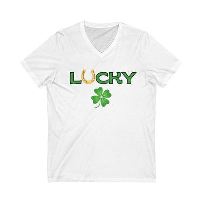 Lucky- Unisex Jersey Short Sleeve V-Neck Tee