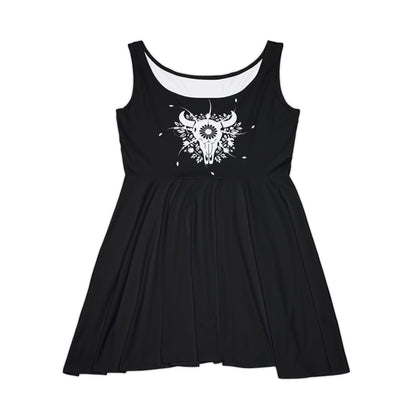 Floral Skull Design- Bohemian Women's Skater Dress