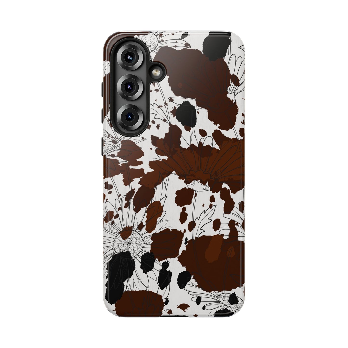 Cow Print Floral Phone Case