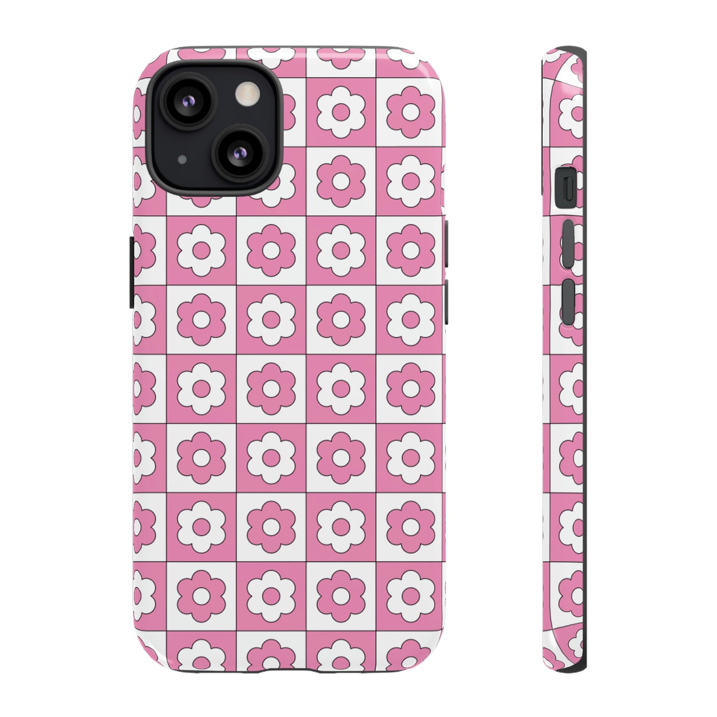 Checker Flower Tough Phone Cases