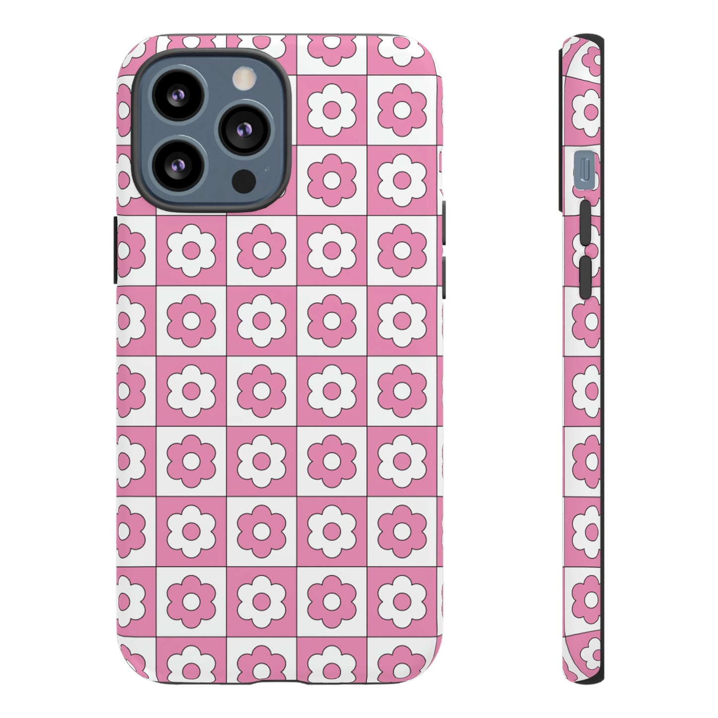 Checker Flower Tough Phone Cases