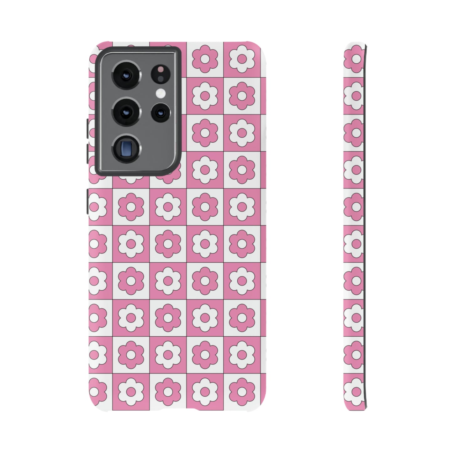 Checker Flower Tough Phone Cases