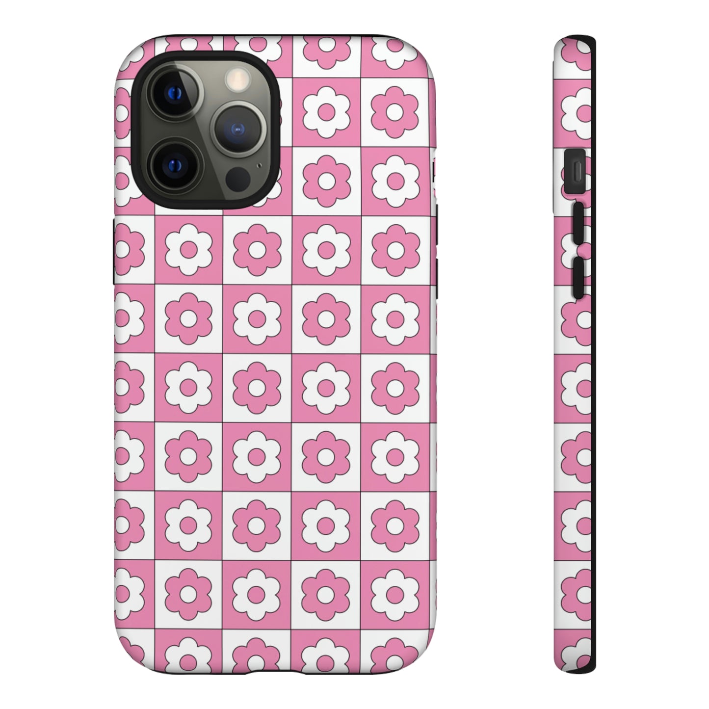 Checker Flower Tough Phone Cases