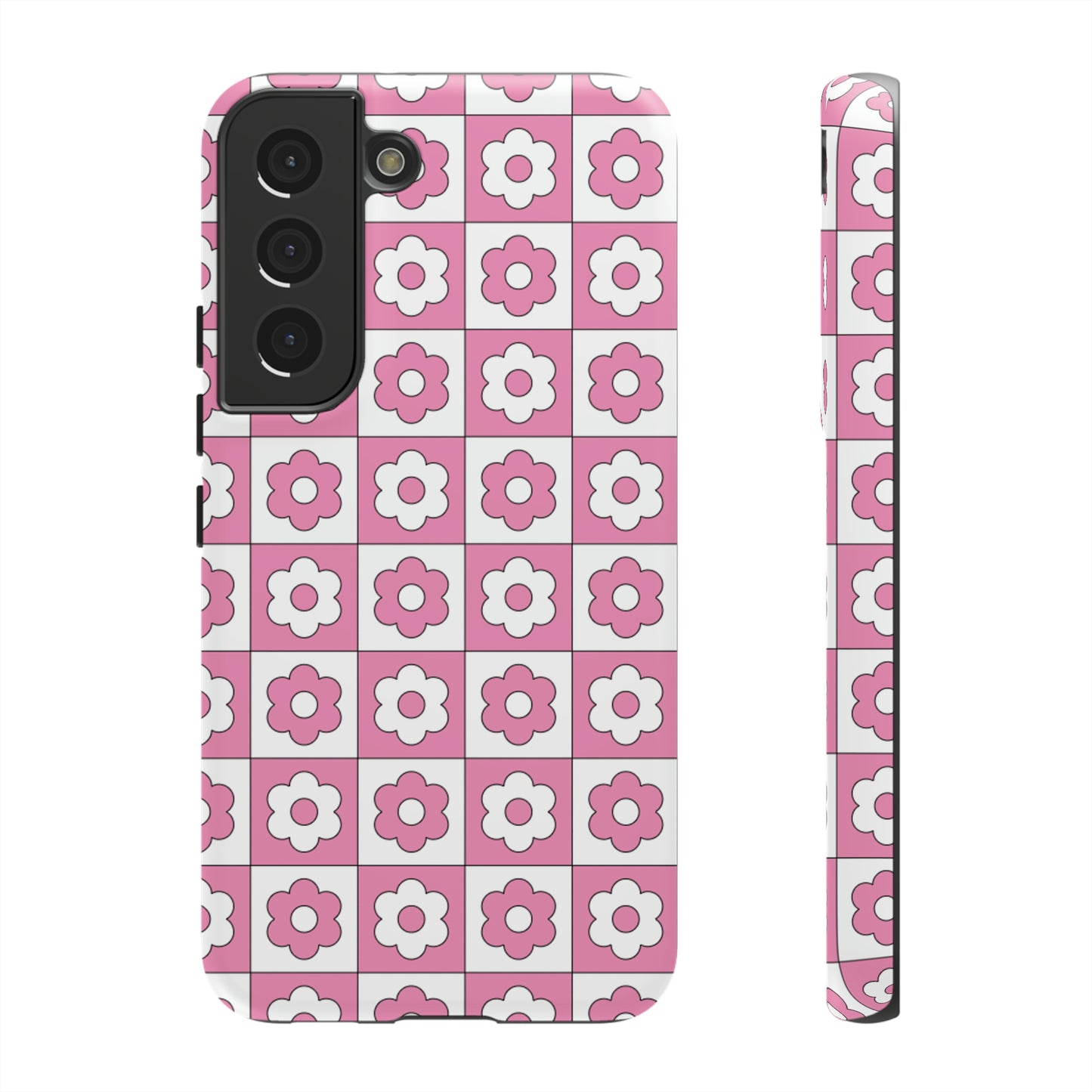 Checker Flower Tough Phone Cases