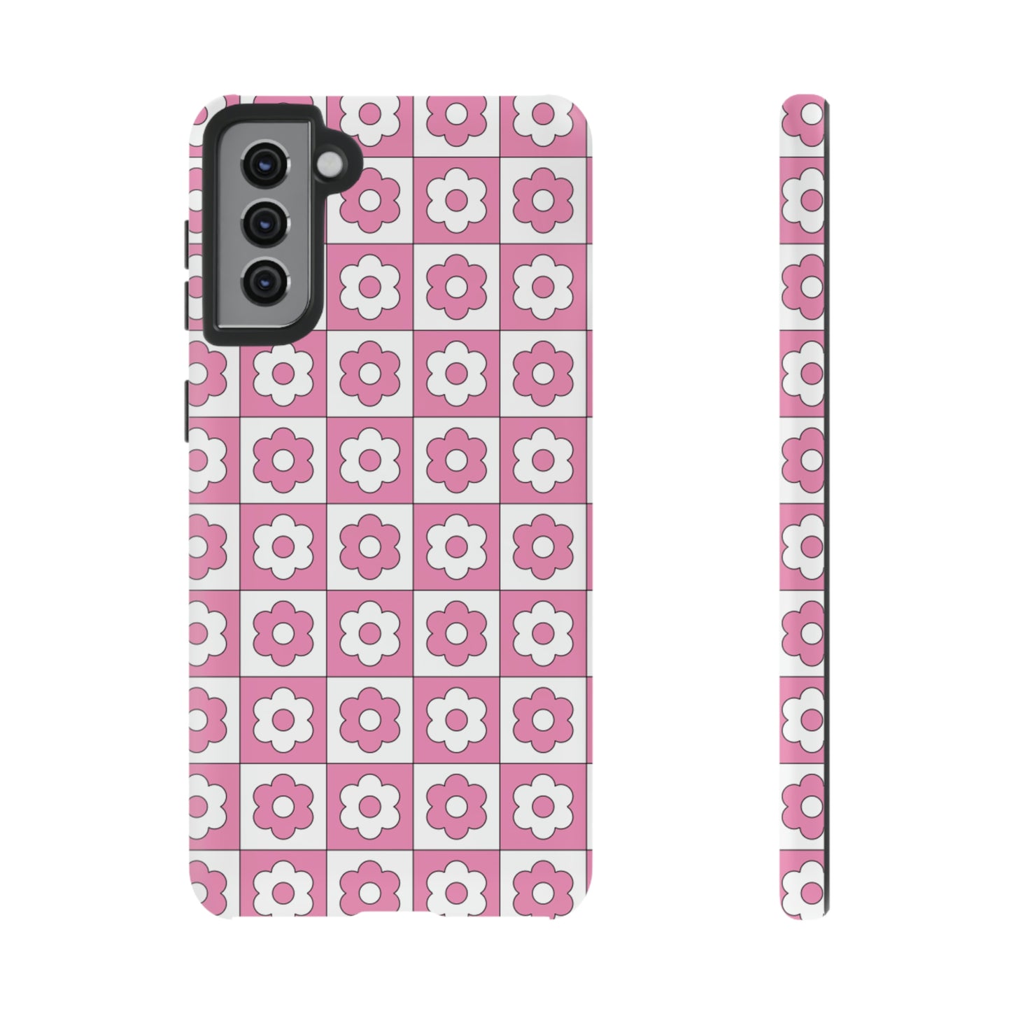 Checker Flower Tough Phone Cases