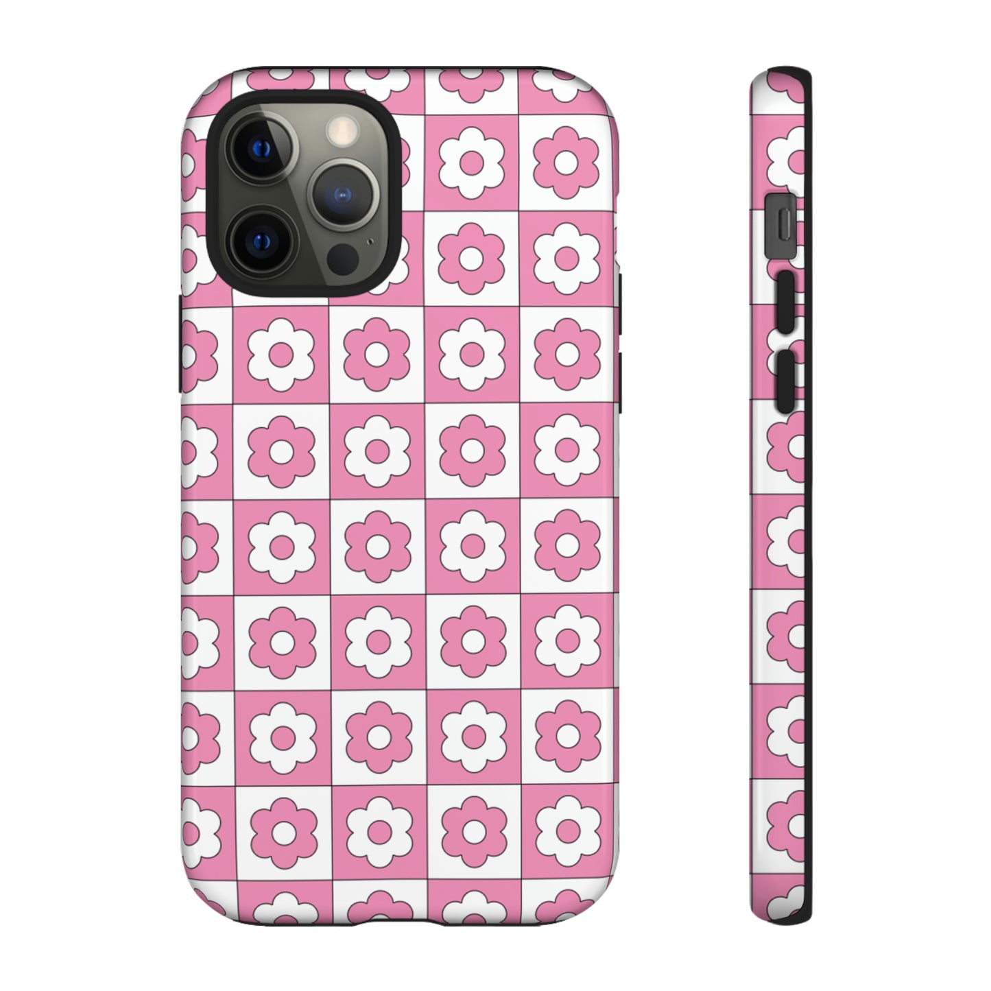 Checker Flower Tough Phone Cases