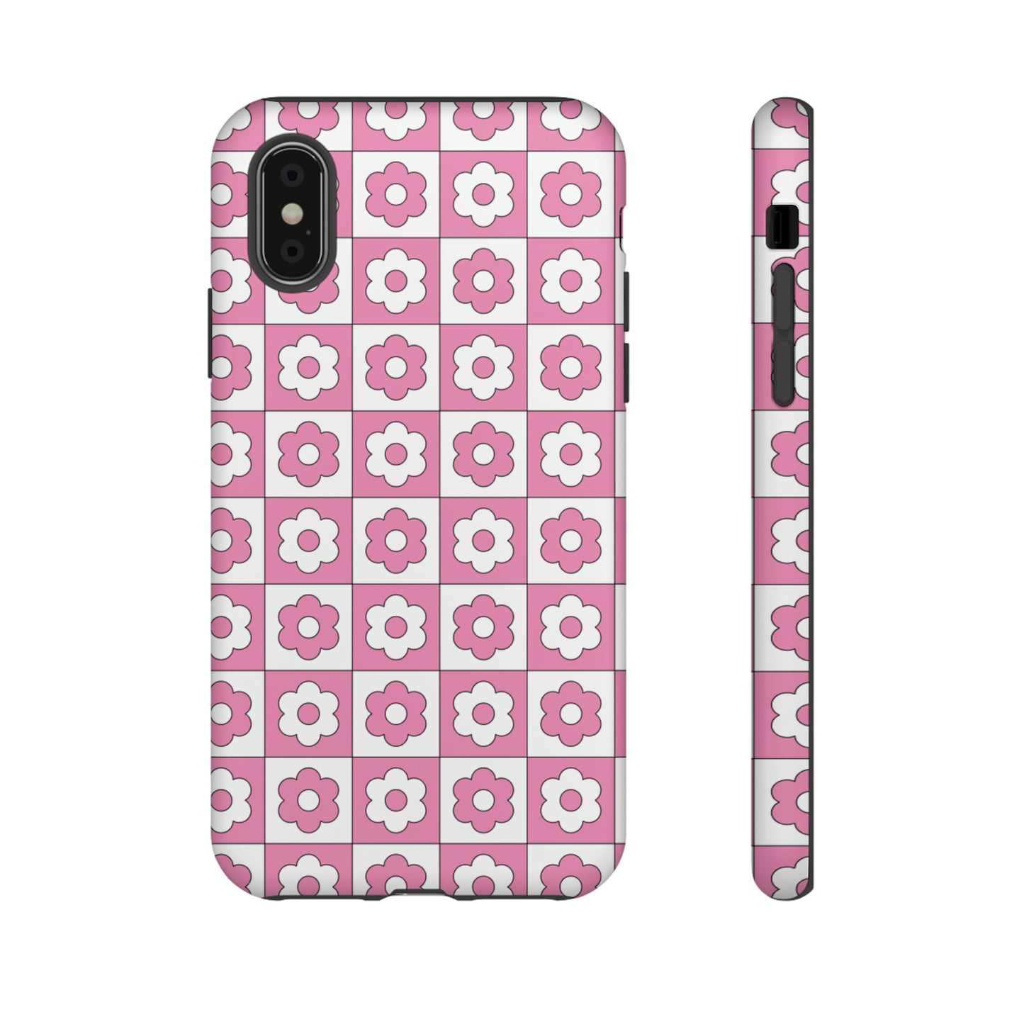 Checker Flower Tough Phone Cases