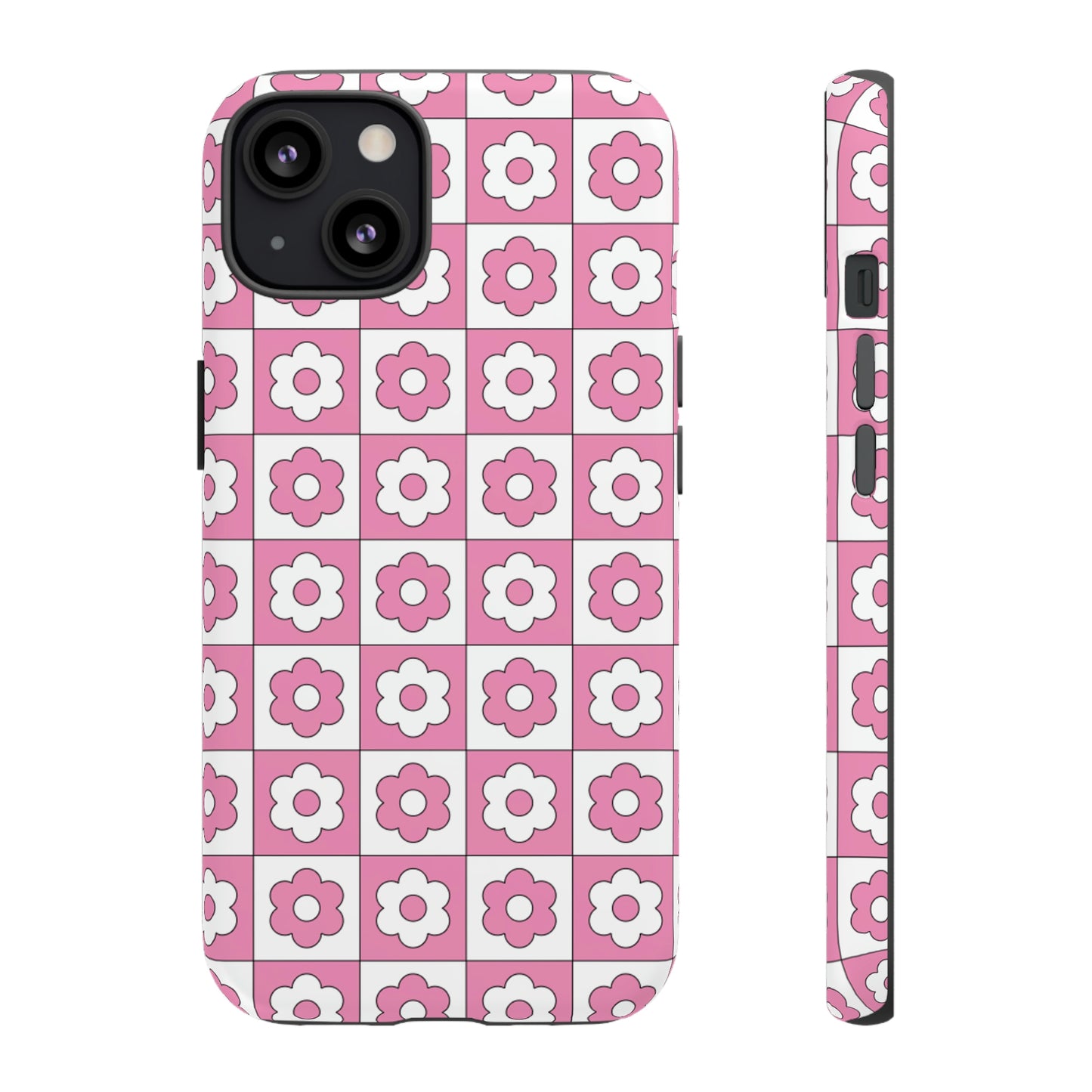 Checker Flower Tough Phone Cases