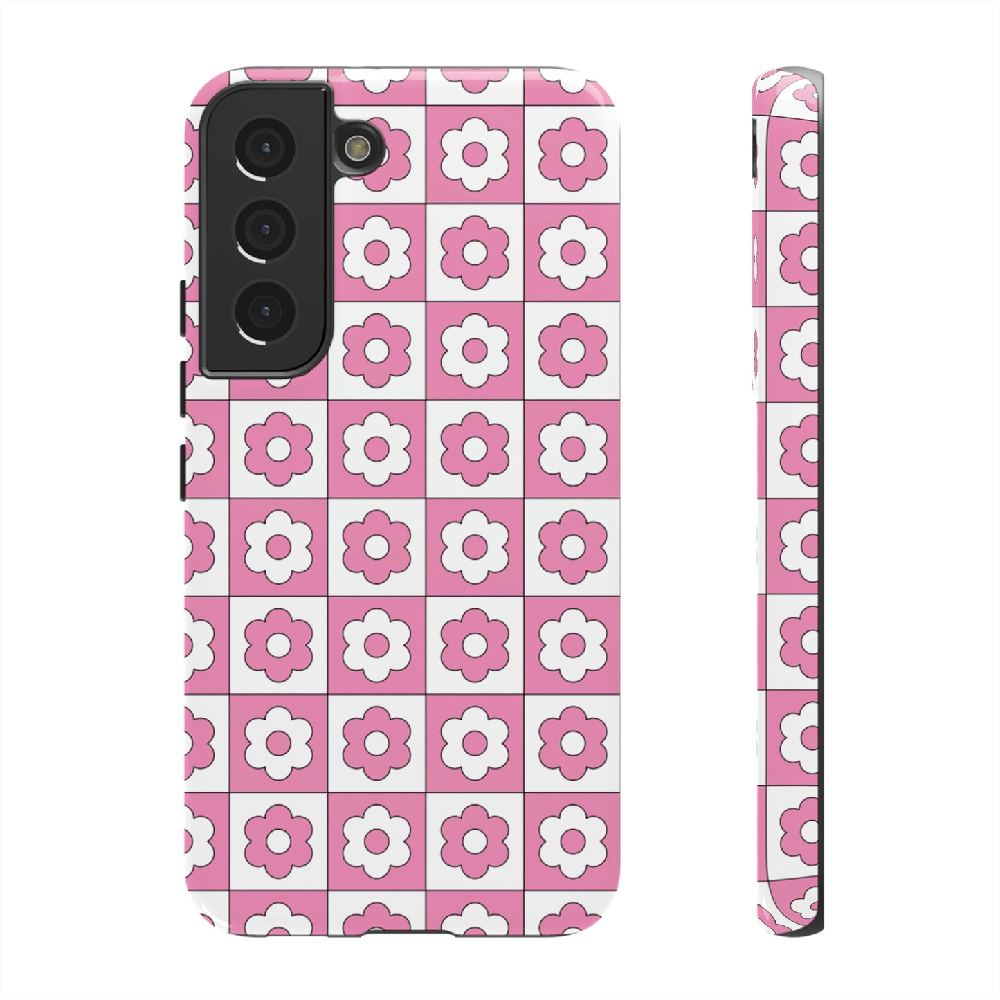 Checker Flower Tough Phone Cases