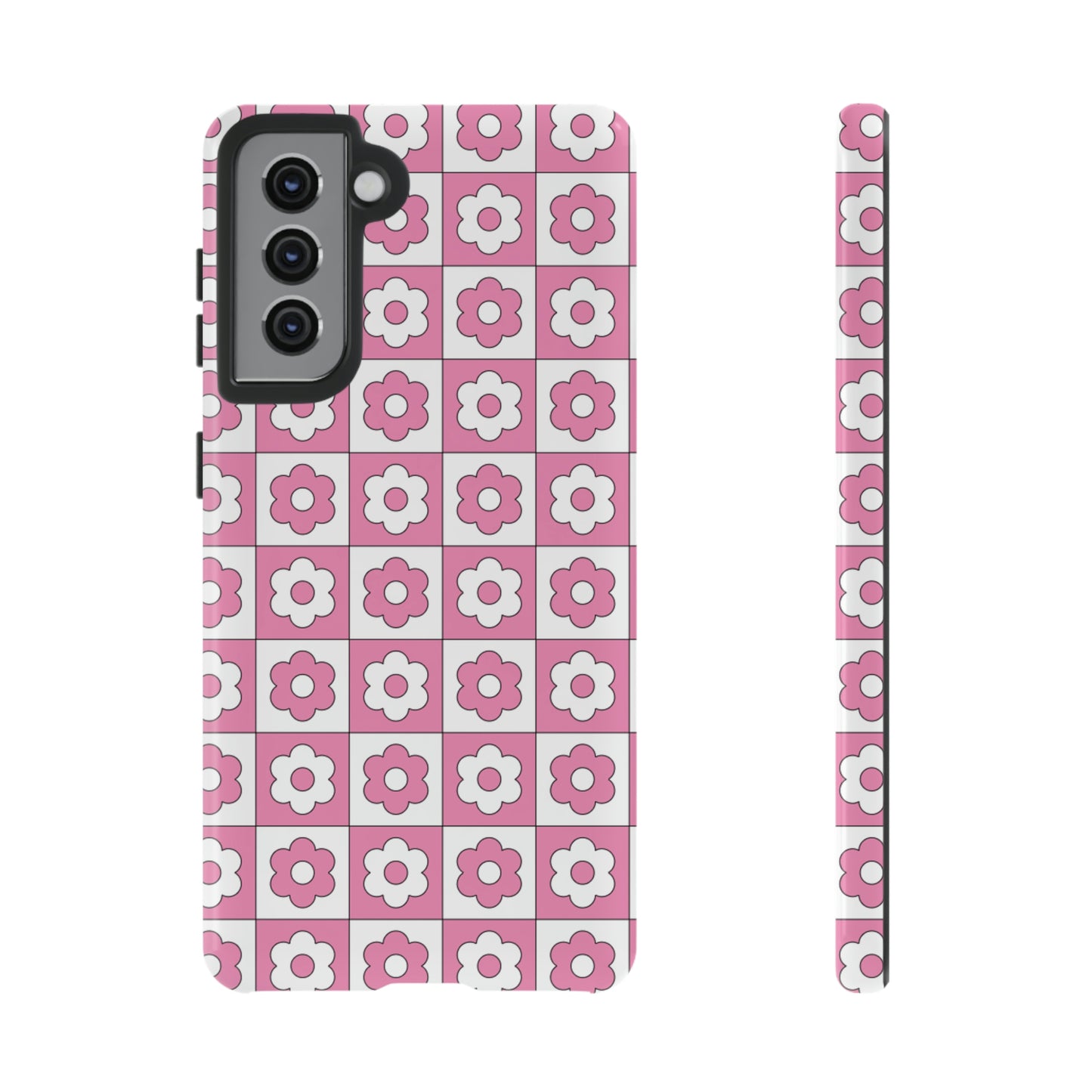 Checker Flower Tough Phone Cases