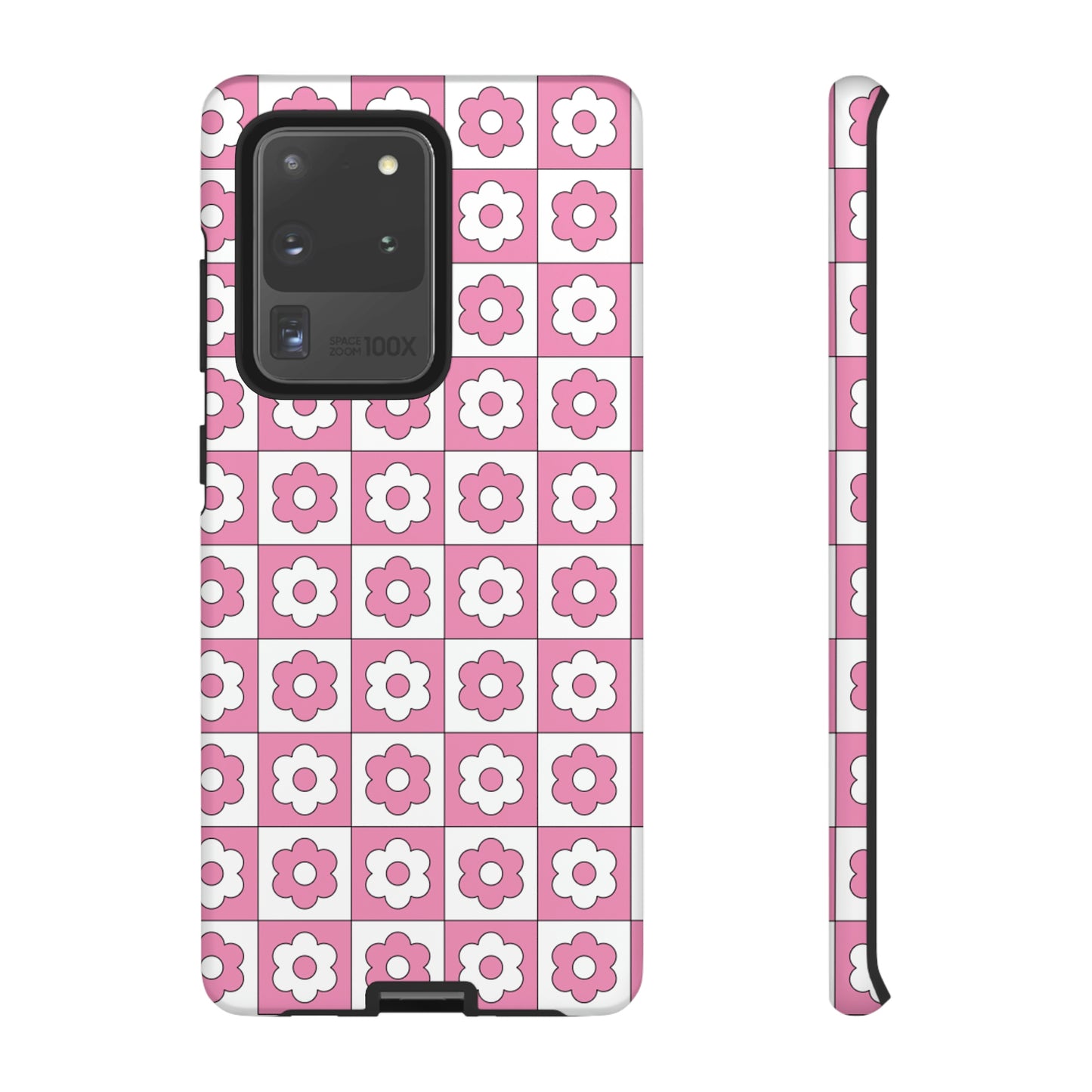 Checker Flower Tough Phone Cases