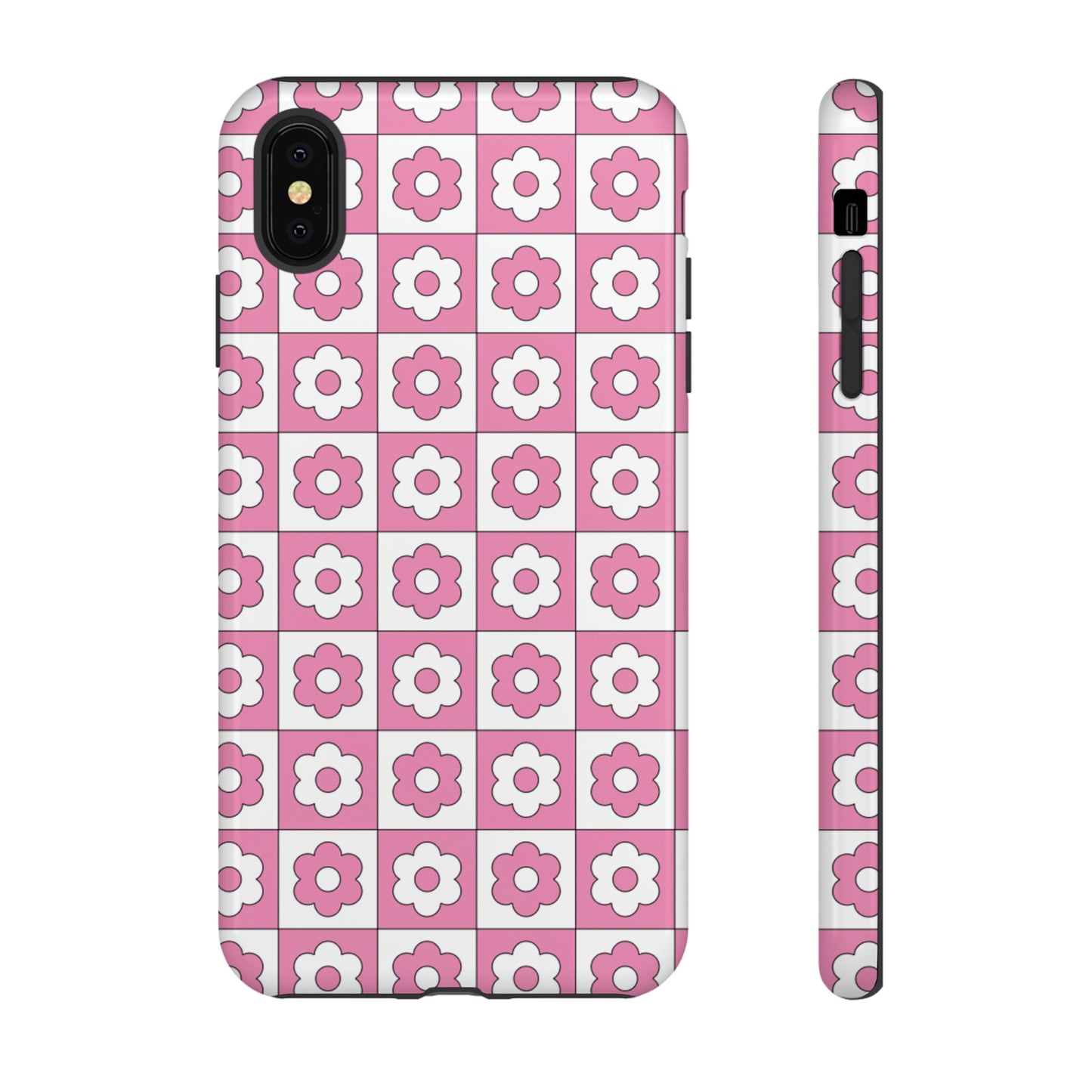 Checker Flower Tough Phone Cases