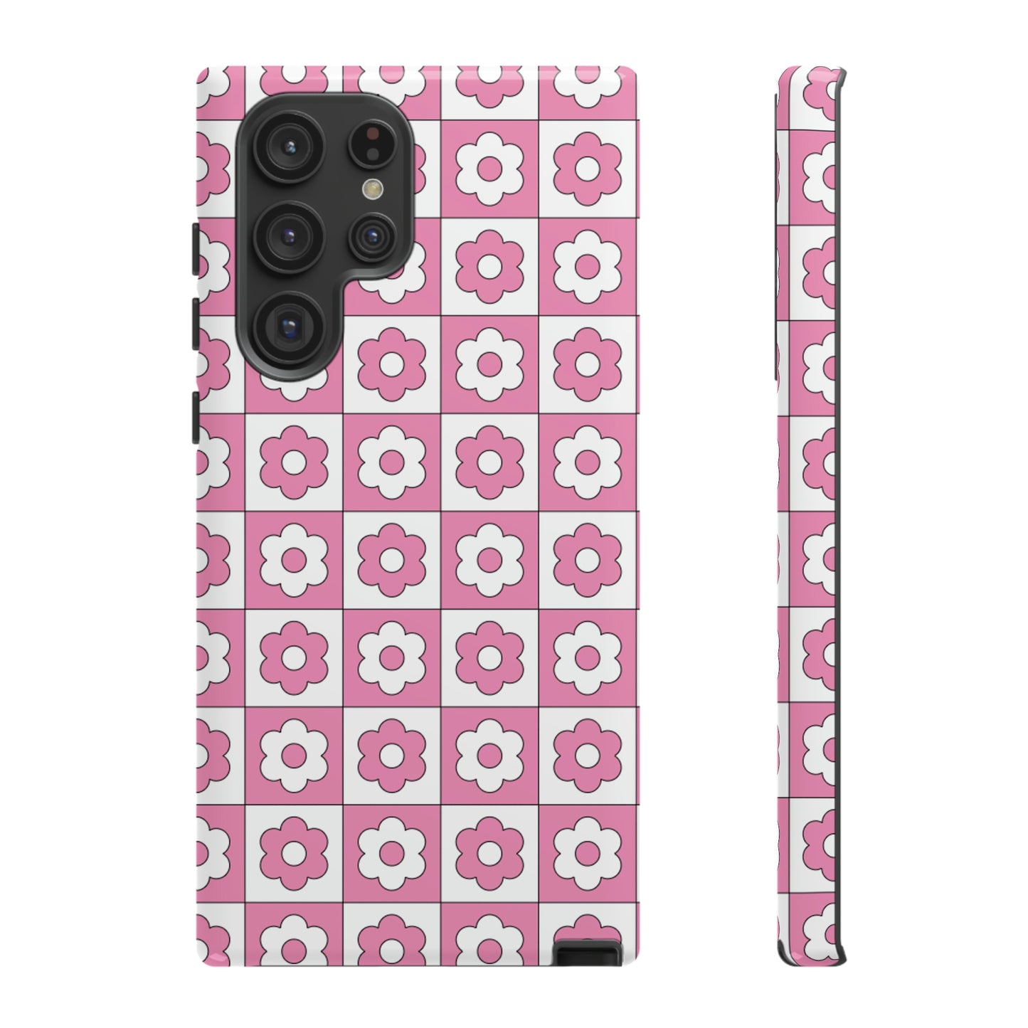 Checker Flower Tough Phone Cases