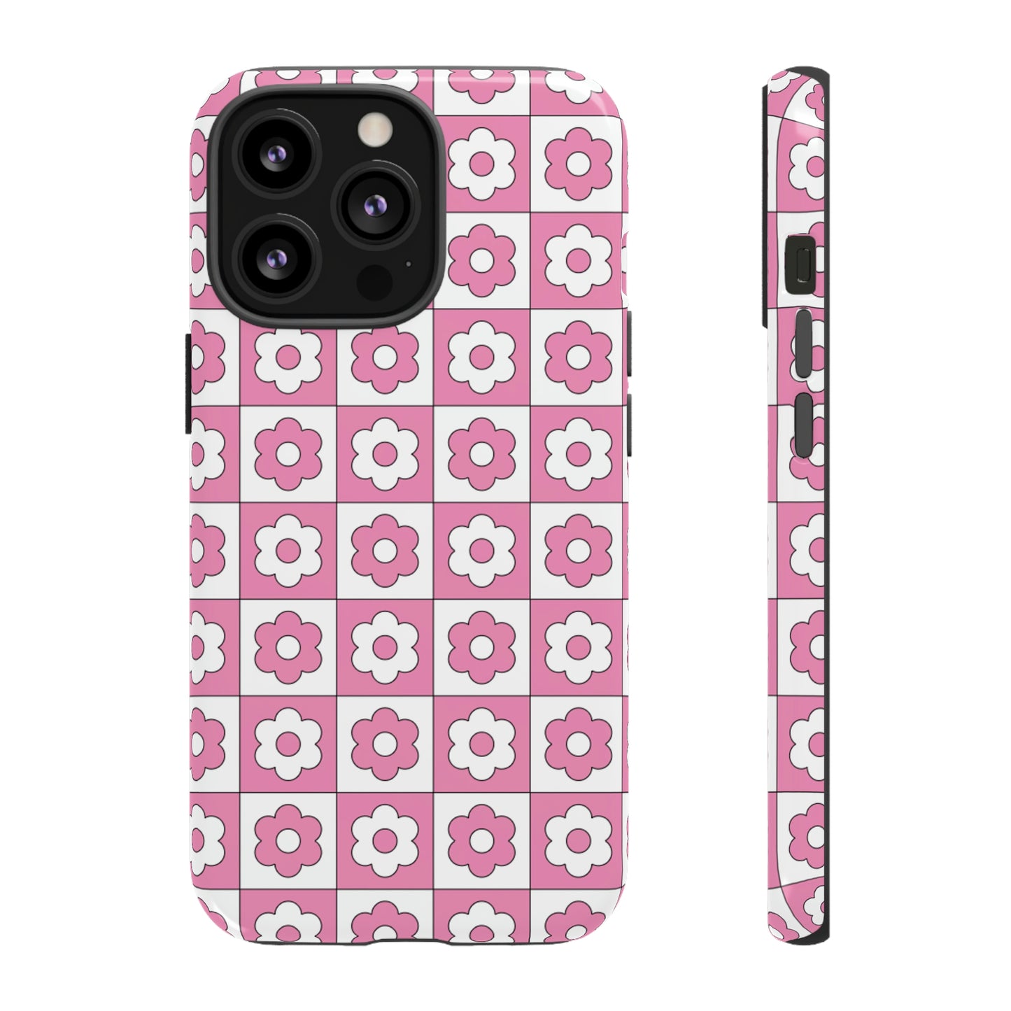 Checker Flower Tough Phone Cases