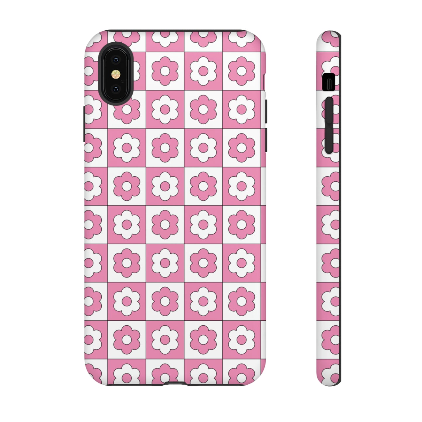 Checker Flower Tough Phone Cases