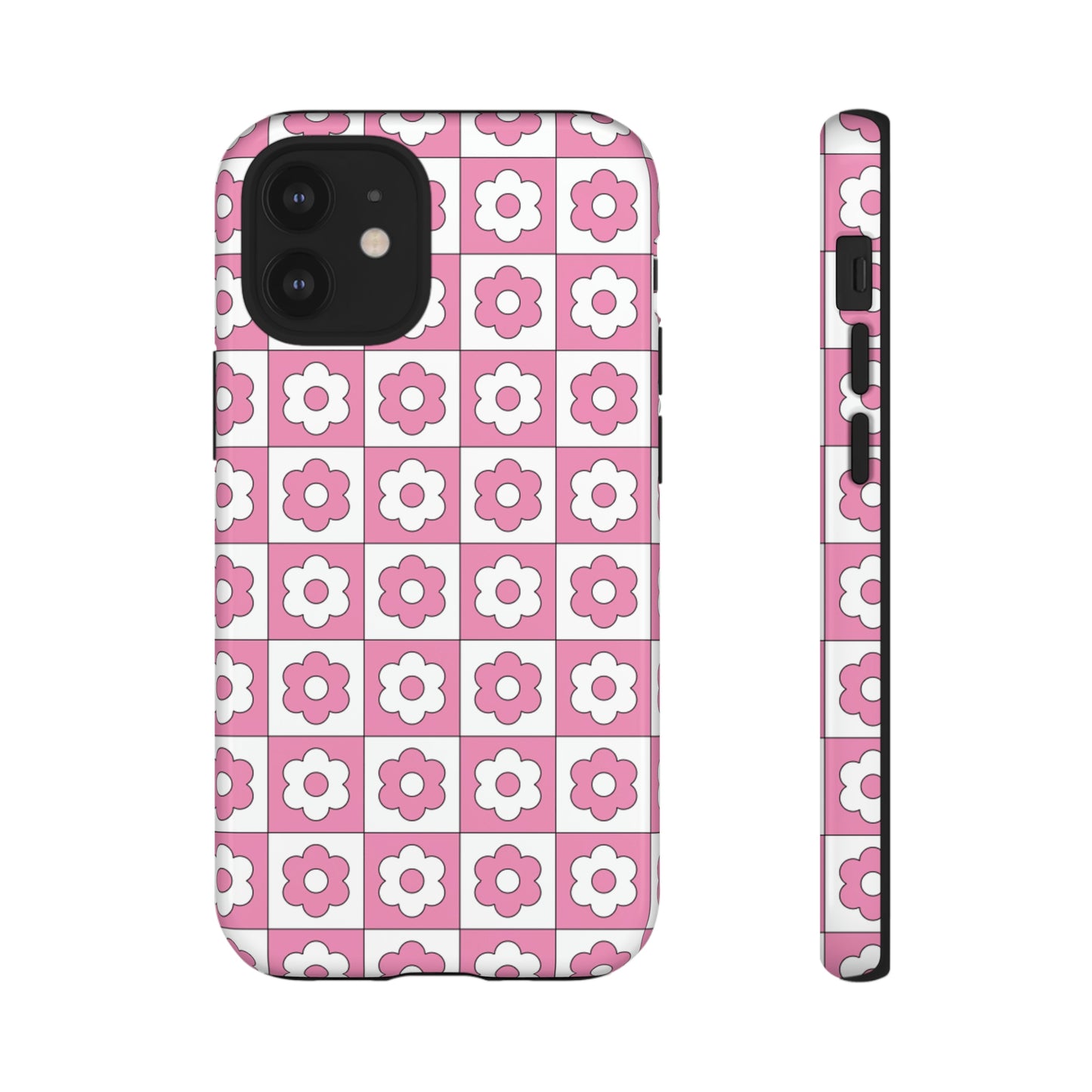 Checker Flower Tough Phone Cases