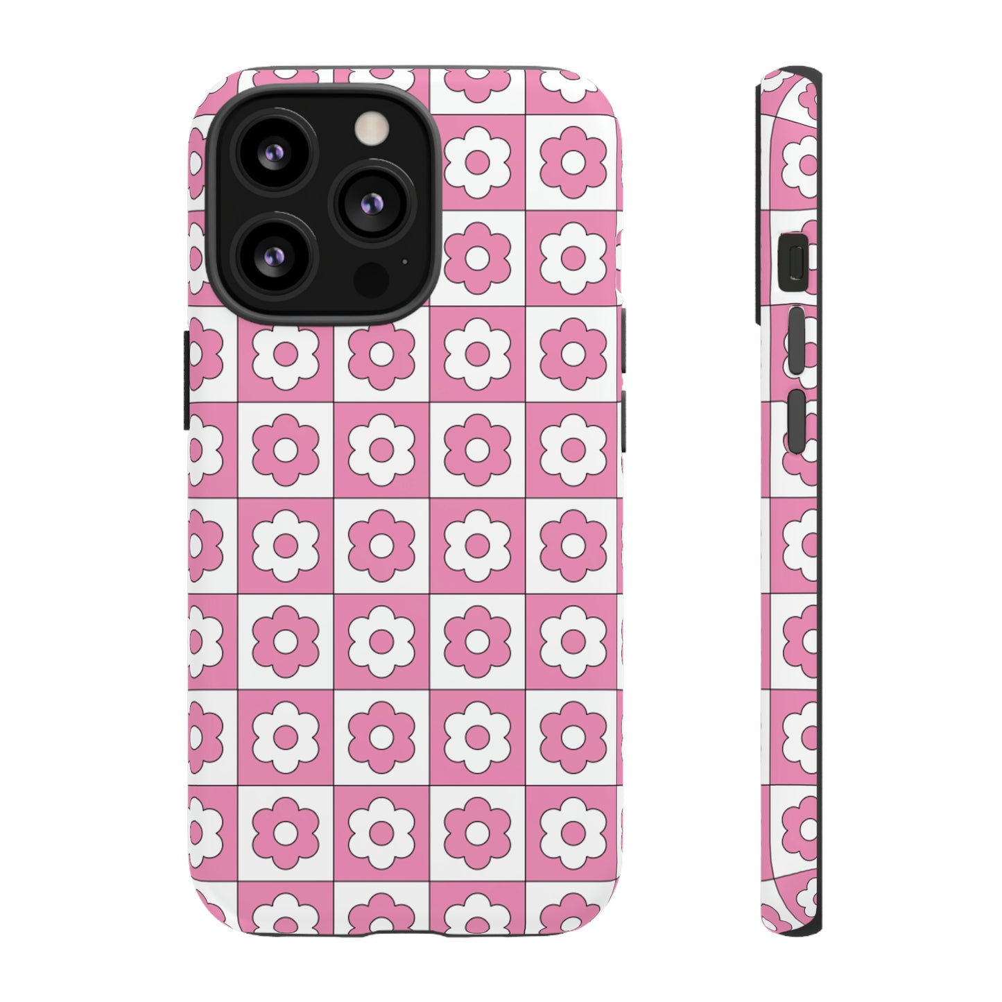 Checker Flower Tough Phone Cases