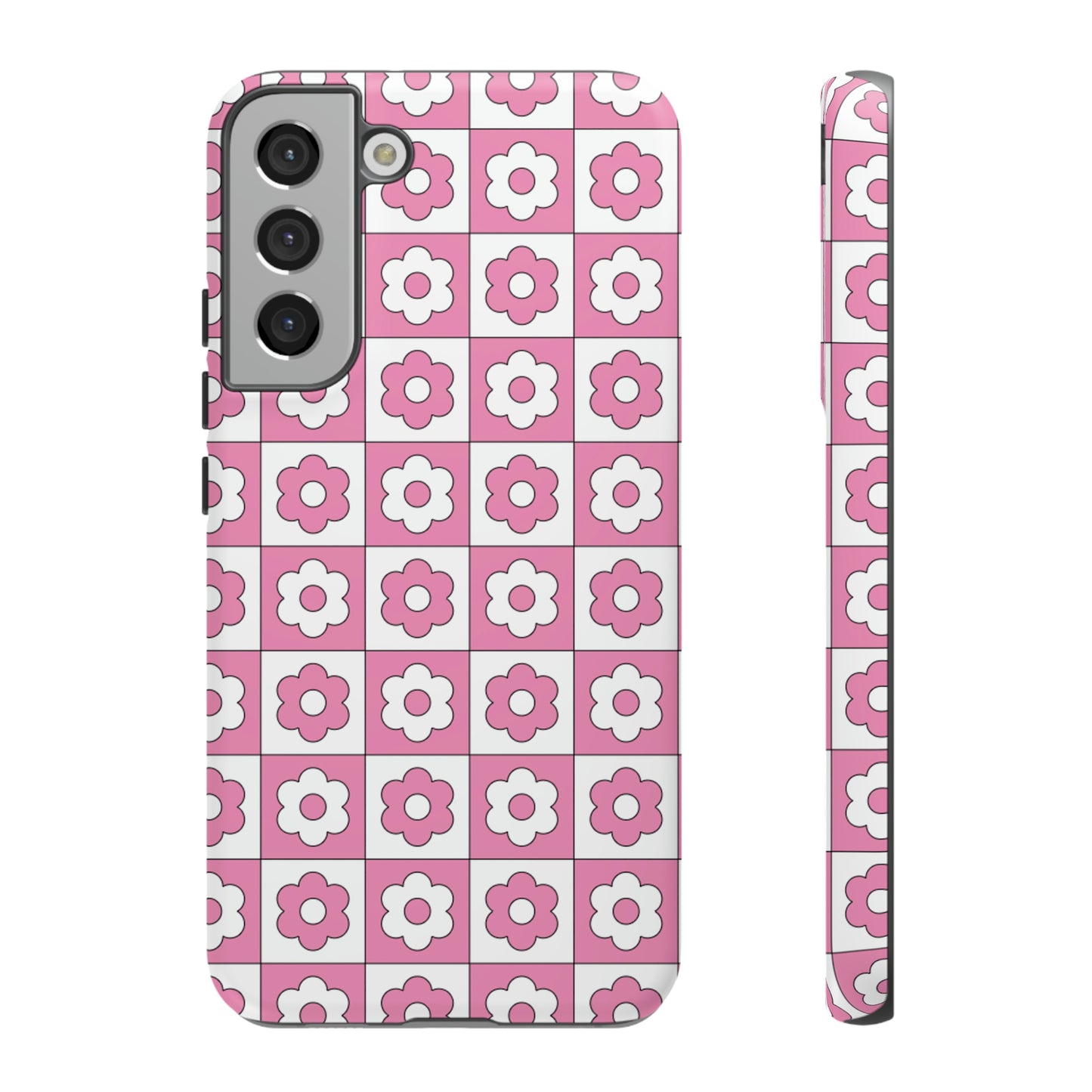 Checker Flower Tough Phone Cases