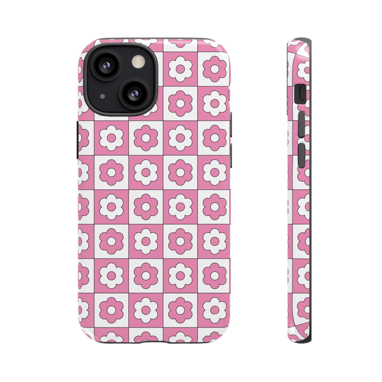 Checker Flower Tough Phone Cases