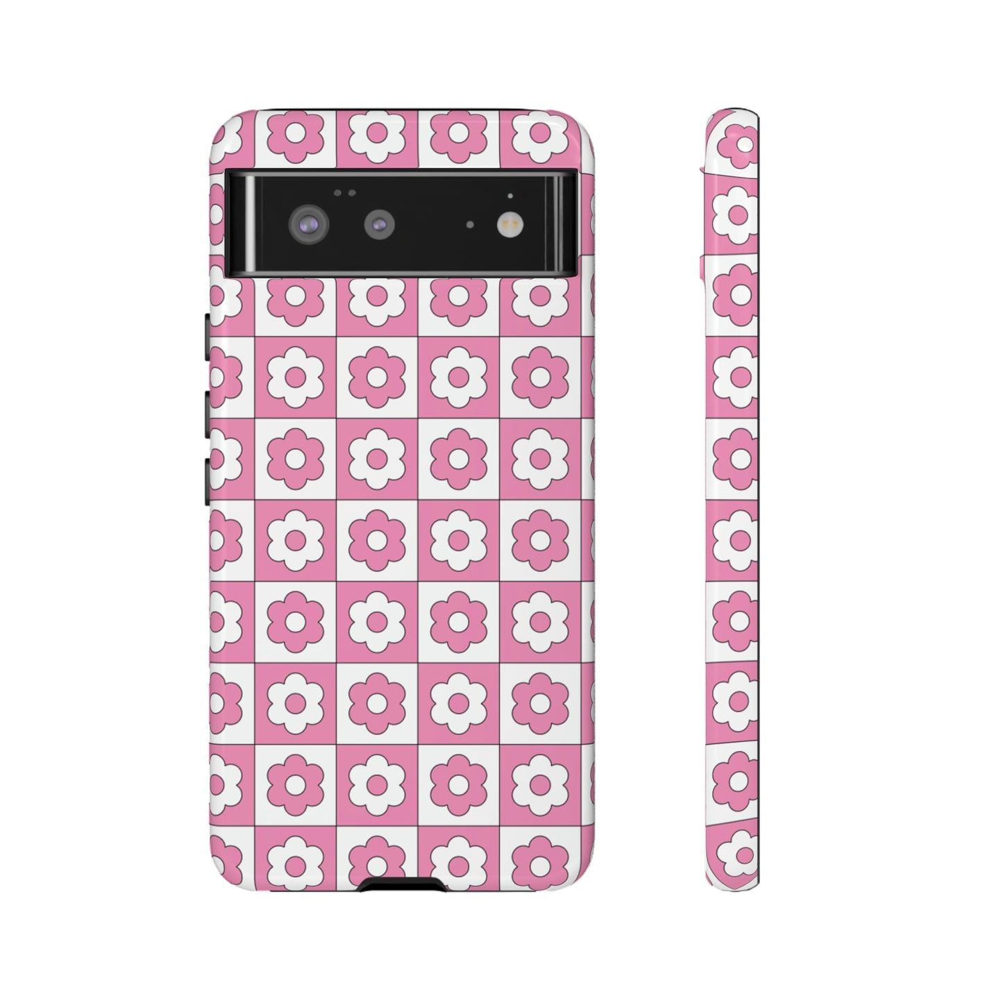 Checker Flower Tough Phone Cases