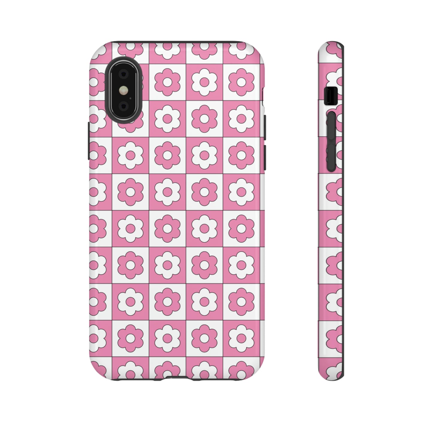 Checker Flower Tough Phone Cases