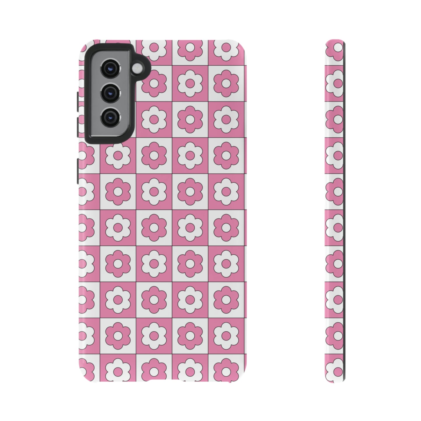 Checker Flower Tough Phone Cases